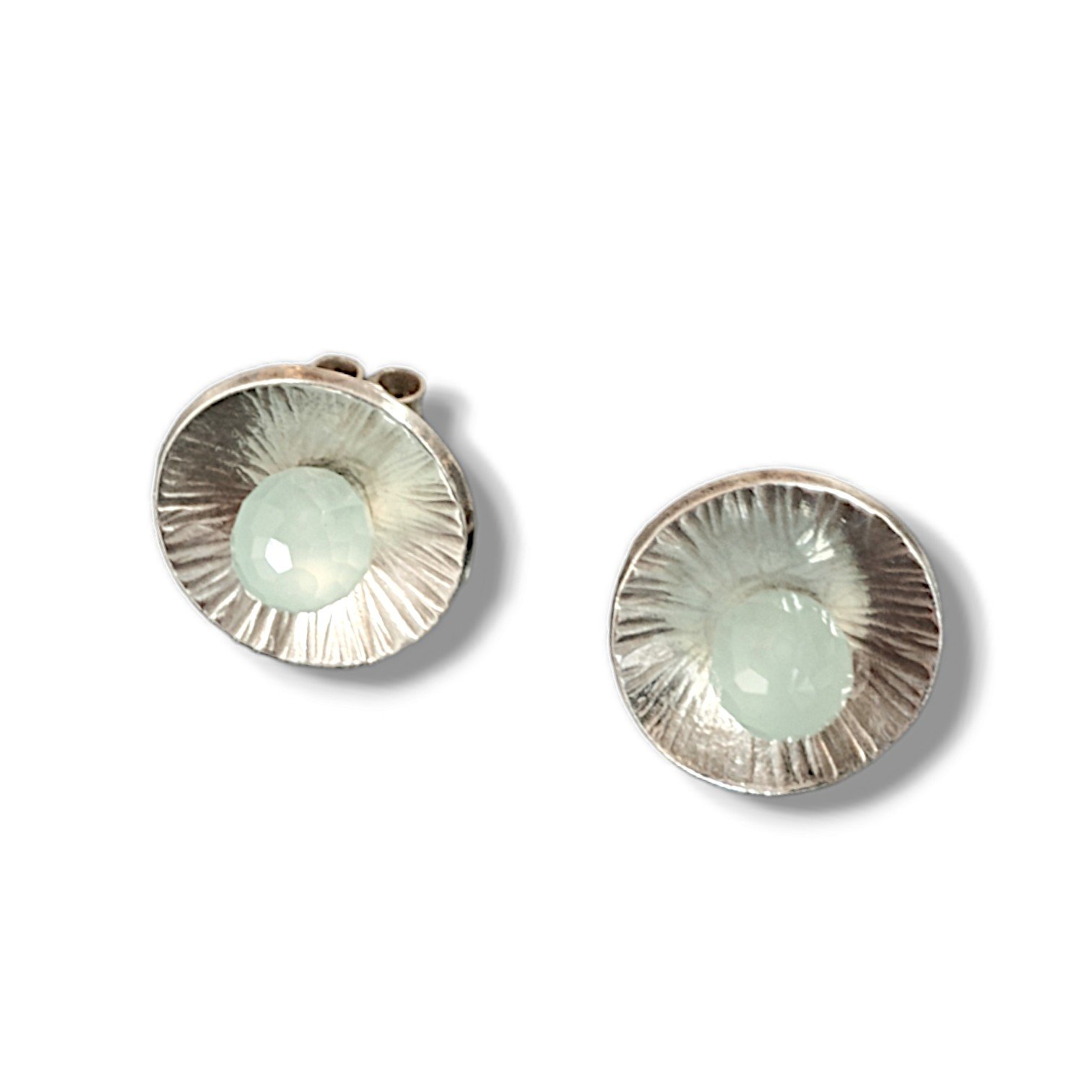 Round Studs With Chalcedony