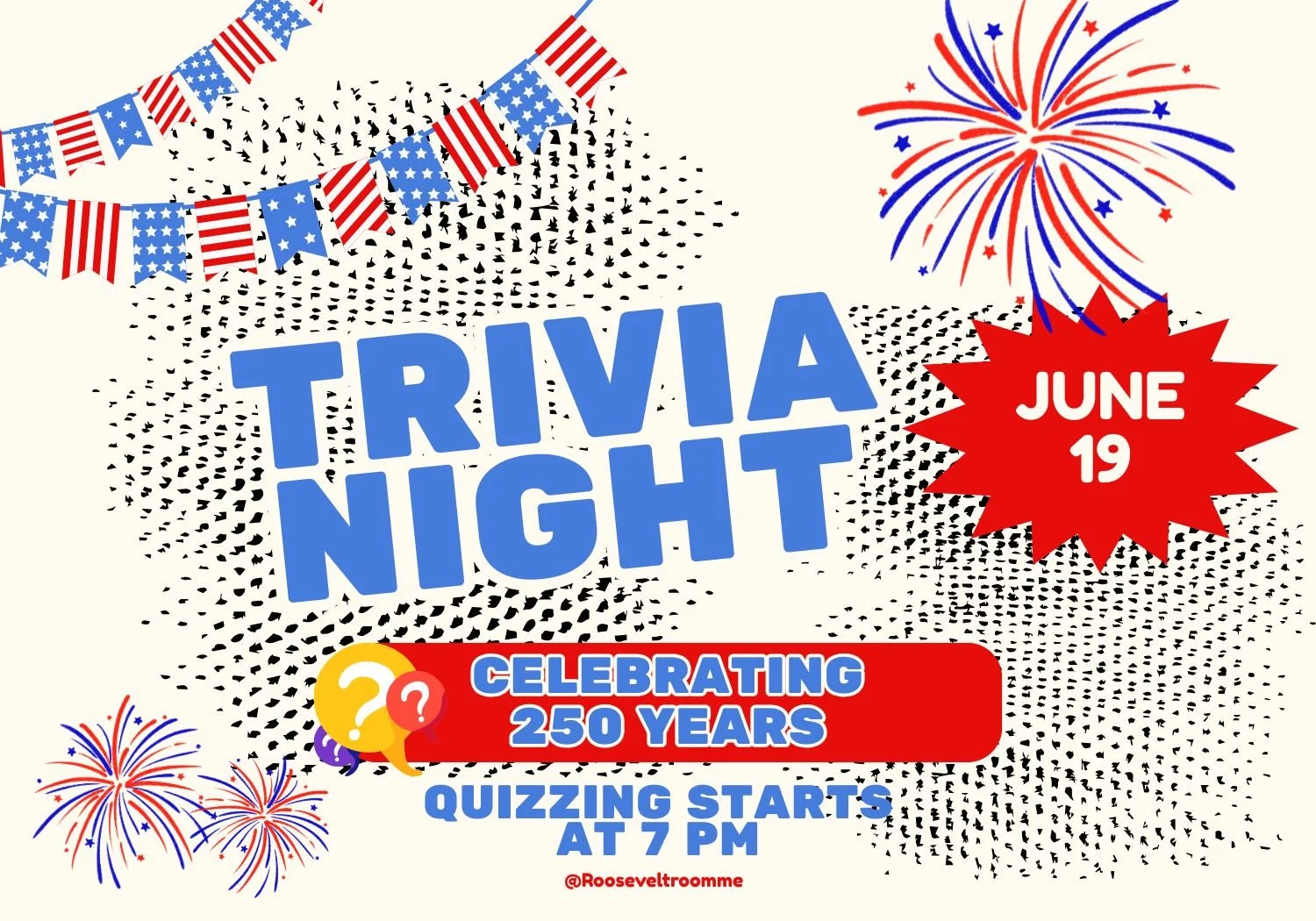 Join us for Trivia every 3rd Friday of the Month! There is no entry fee but there are prizes! June’s theme is American Revolution to celebrate 250 years of America.