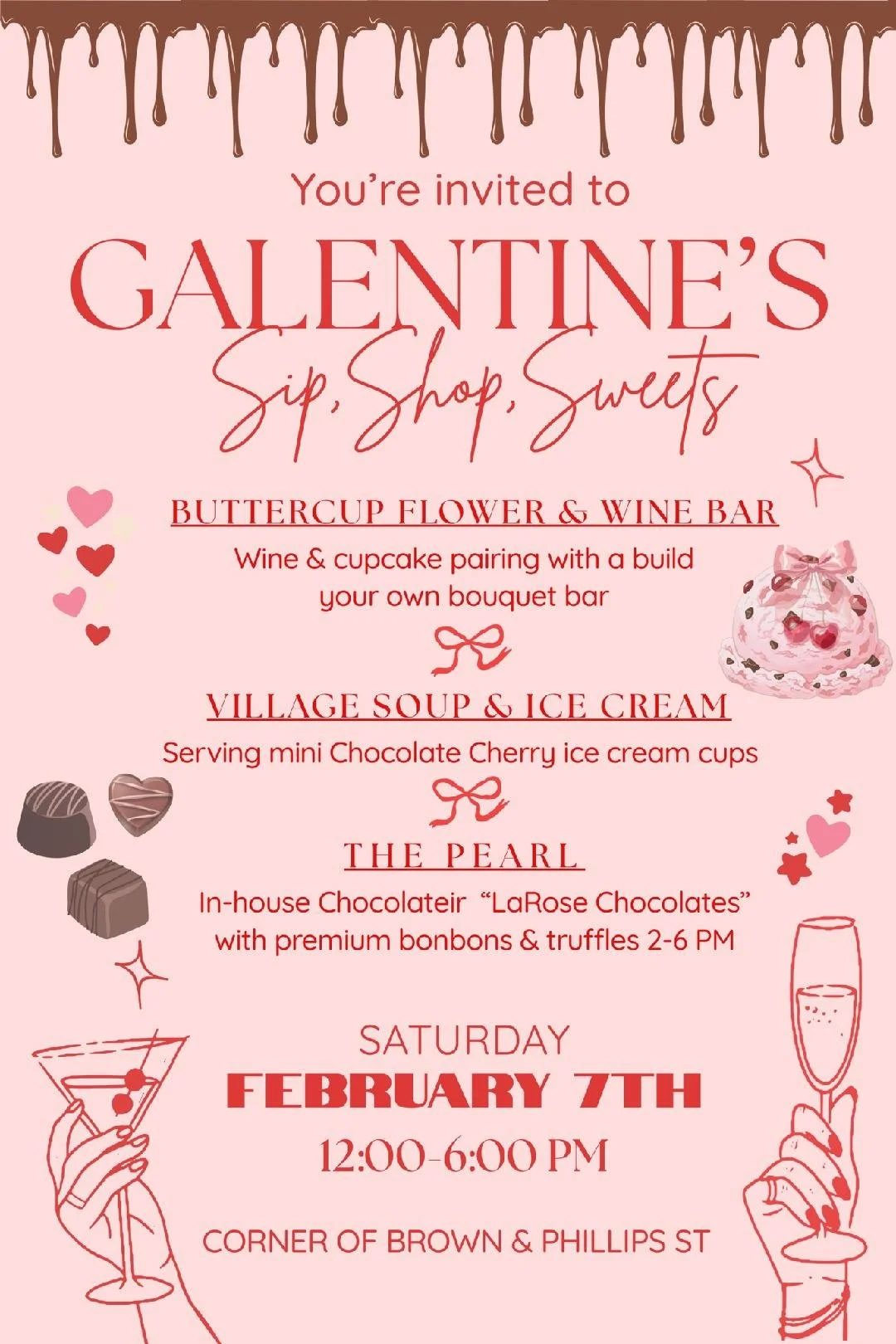 Galentine's Sip, Shop, Sweets