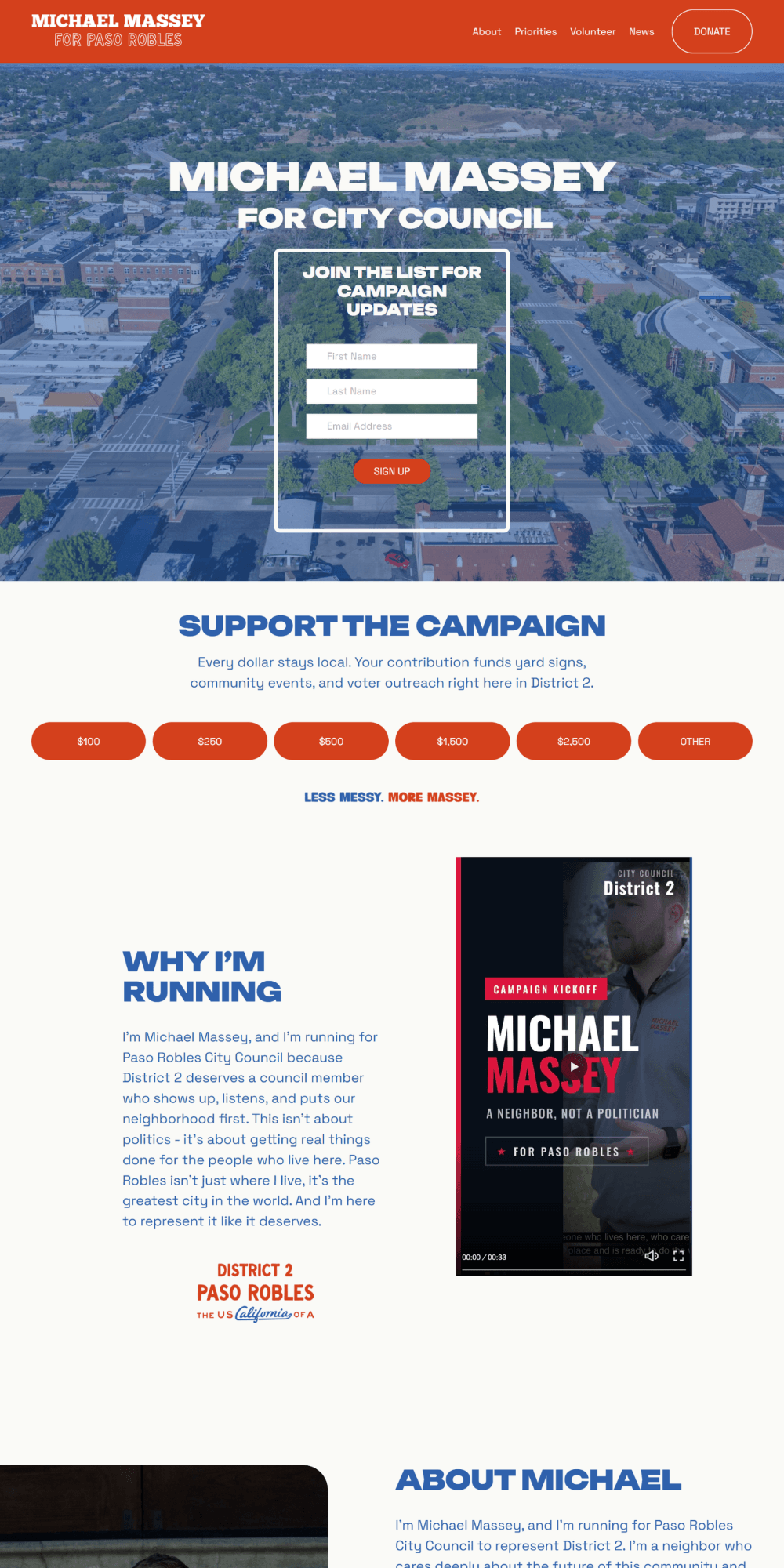 Michael Massey website screenshot with gray-border
