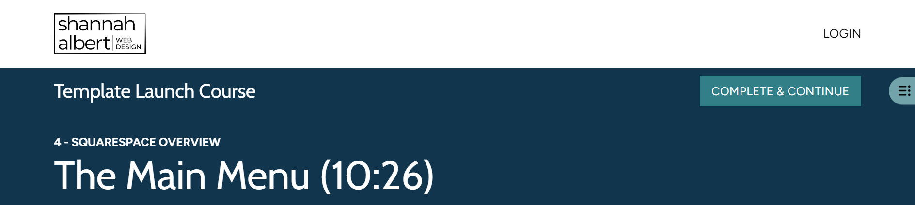 Screenshot of Squarespace Courses lesson header with no CSS with gray-border