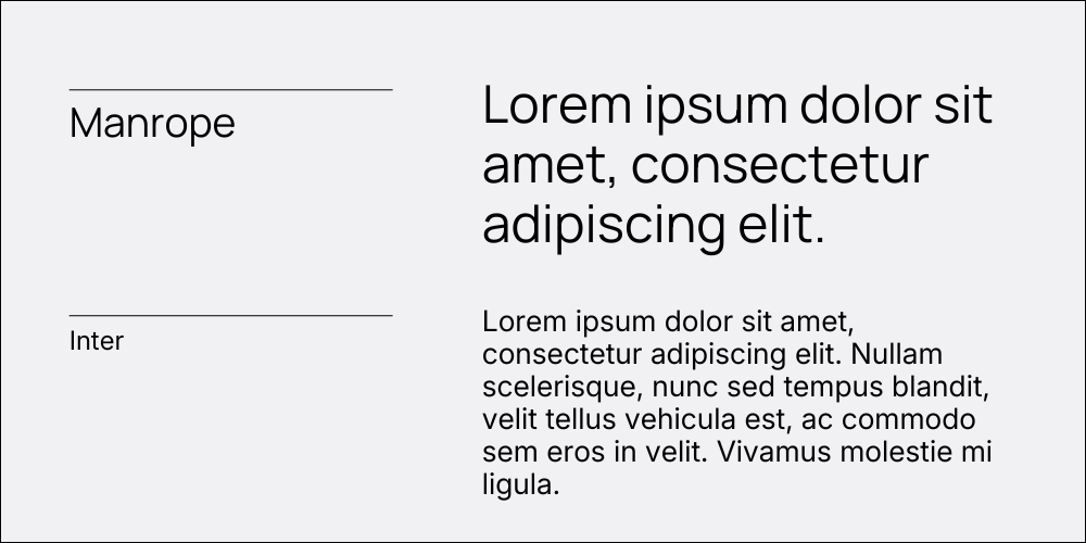 Manrope heading font and Inter paragraph font with lorem ipsum text samples