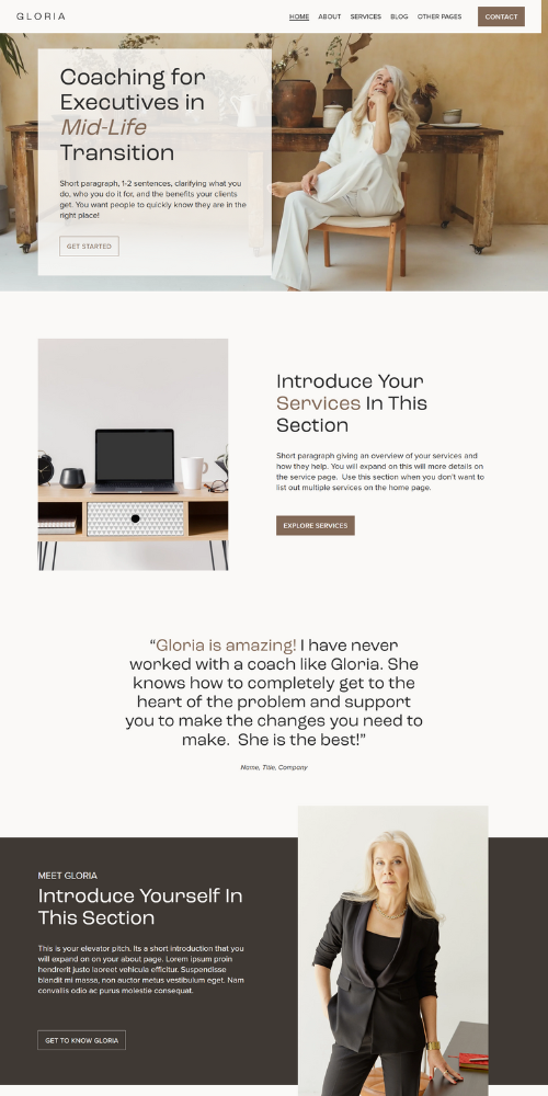 Gloria Template Home Option 2