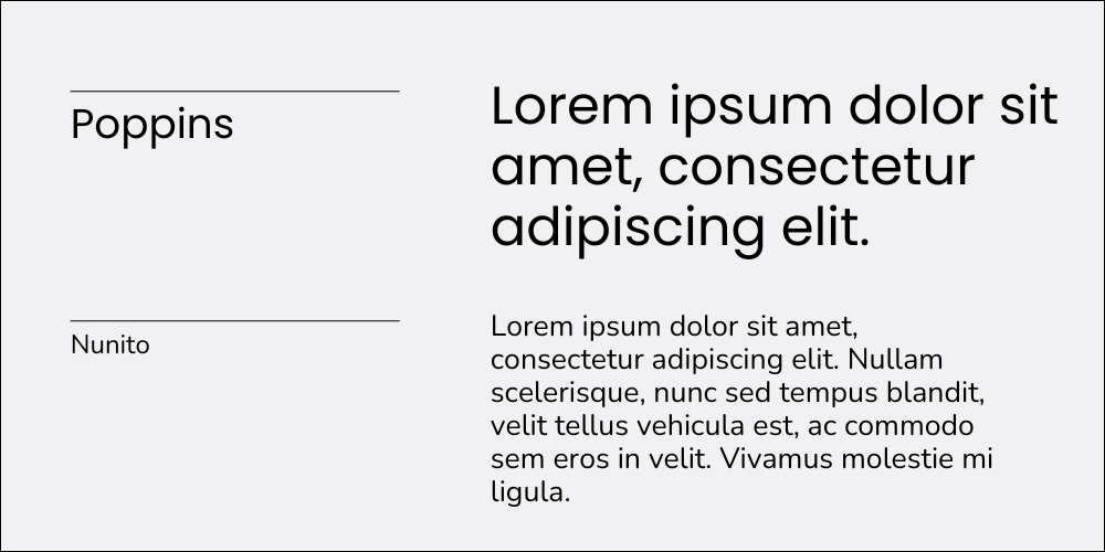 Poppins heading font and Nunito paragraph font with lorem ipsum text samples