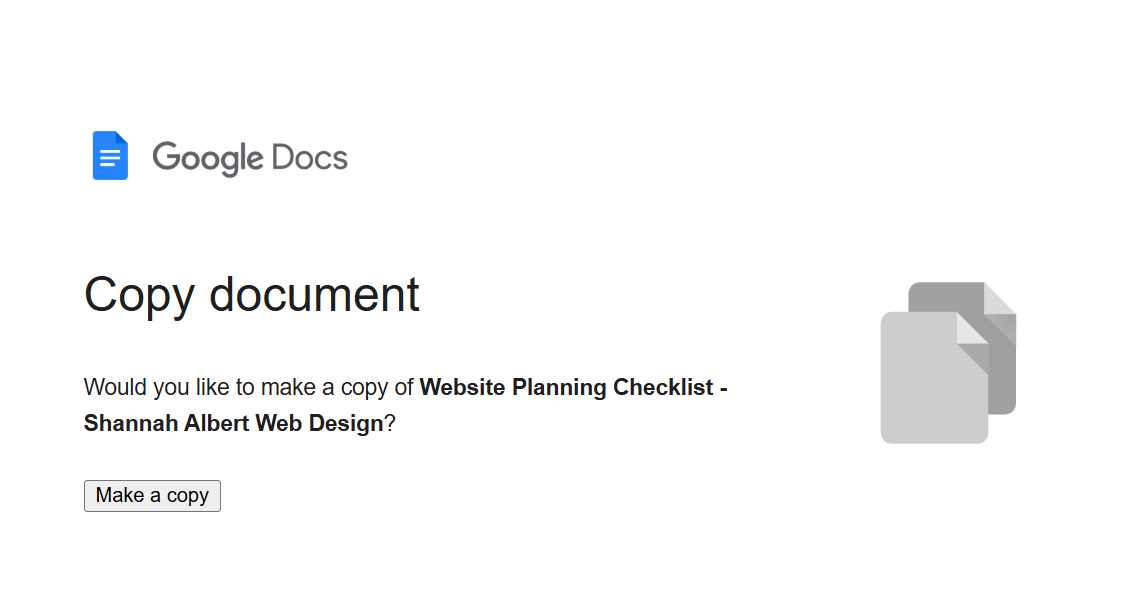 Screen shot of a google doc copy document screen
