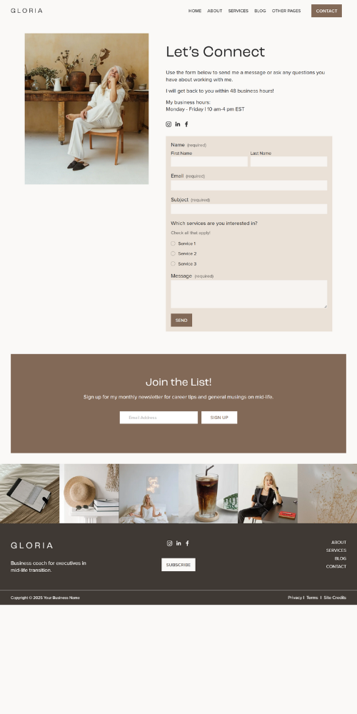 Gloria Template Contact Page