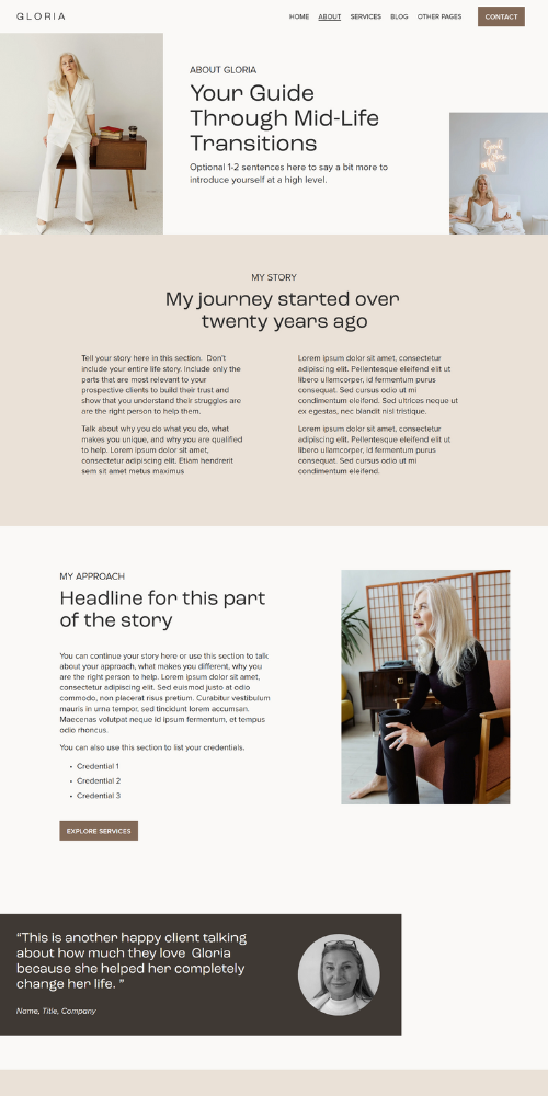 Gloria Template About Option 1