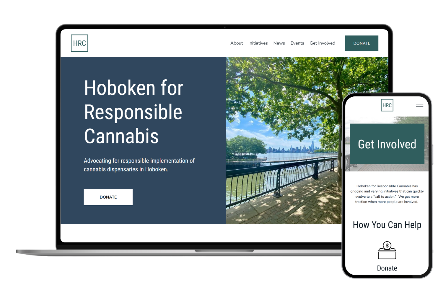 Hoboken for Responsible Cannabis Website Mock Up on Laptop and IPhone