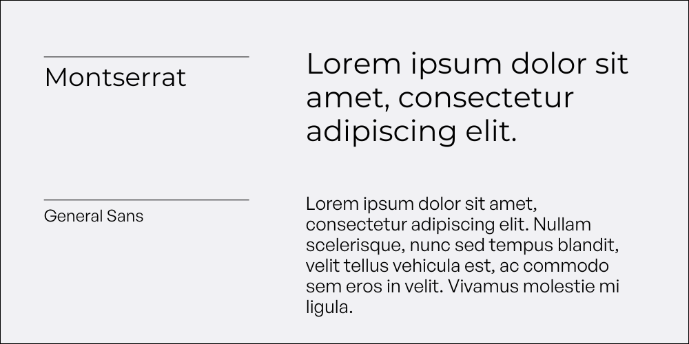 Montserrat heading font and General Sans paragraph font with lorem ipsum text samples