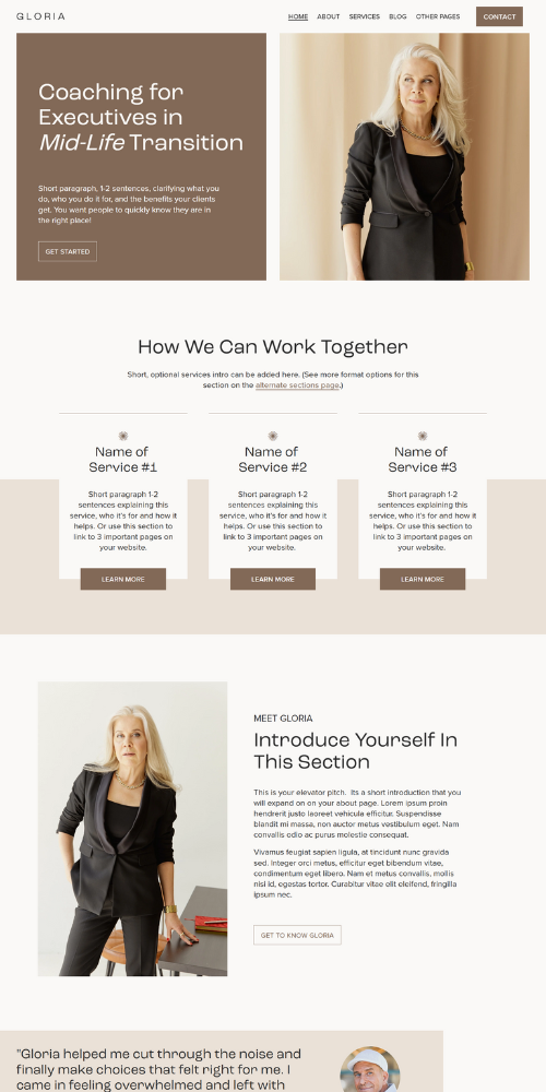 Gloria Template Home Option 1