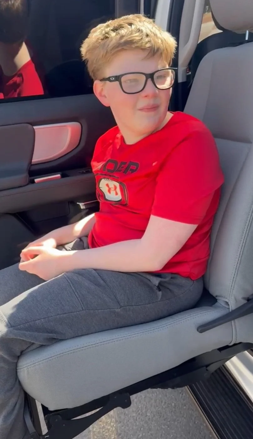Brody got a lift system for his vehicle! Now he can get in and out of the car safely and efficently!