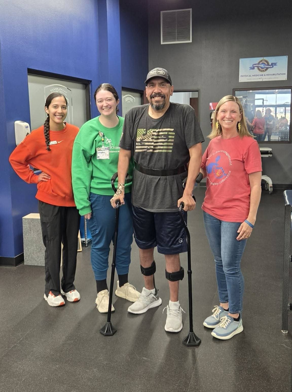 This is Tony! We got him some strong-arm canes for safe mobility everywhere he goes!