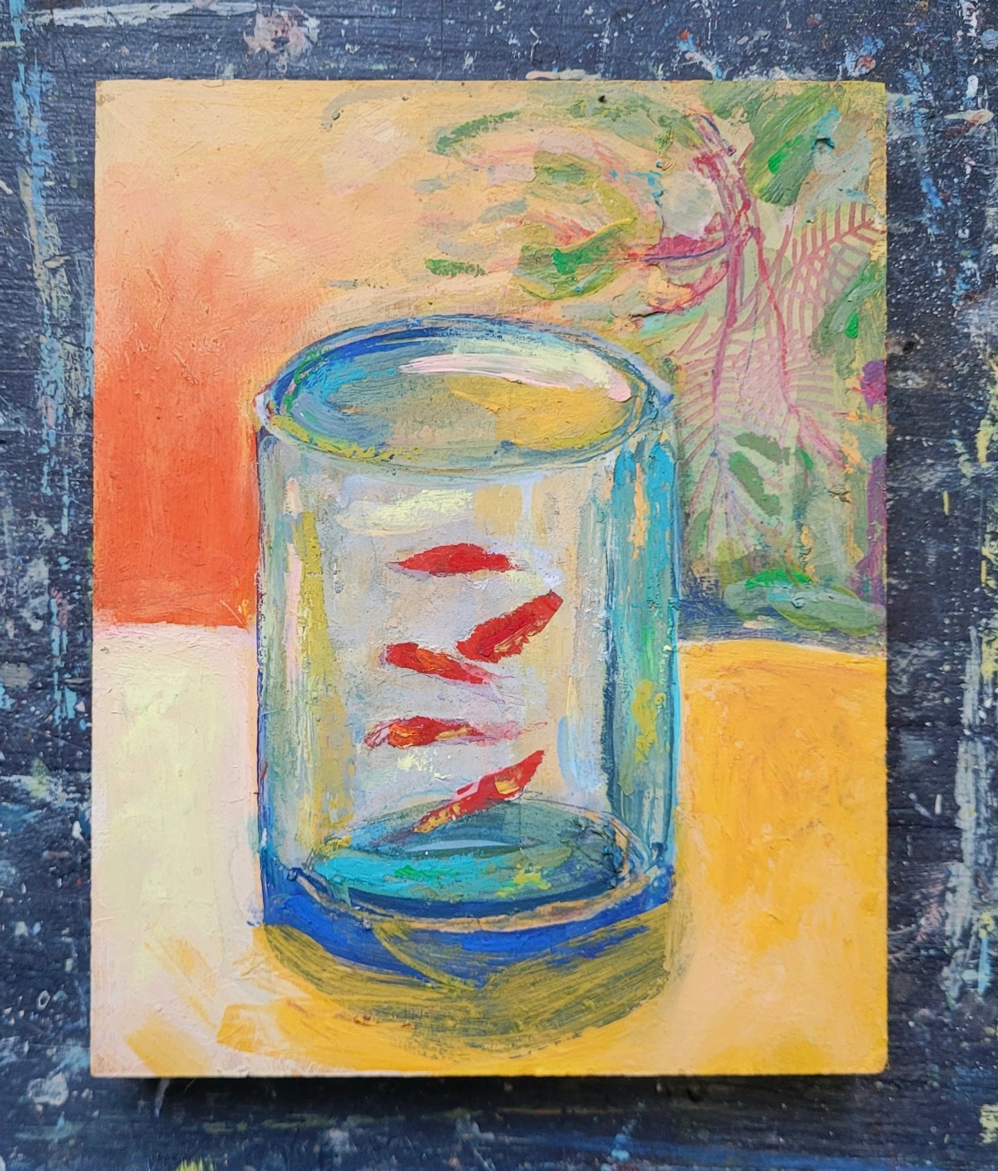 Les petits poissons rouges, clin d&rsquo;&oelig;il d&rsquo;amour &agrave; Henri Matisse par mon amie artiste 💛 Dominique Dubois. @dominique_d.b Rendez-vous au printemps &agrave; la Baudelaire Gallery &agrave; Gerberoy pour le cinqui&egrave;me annive