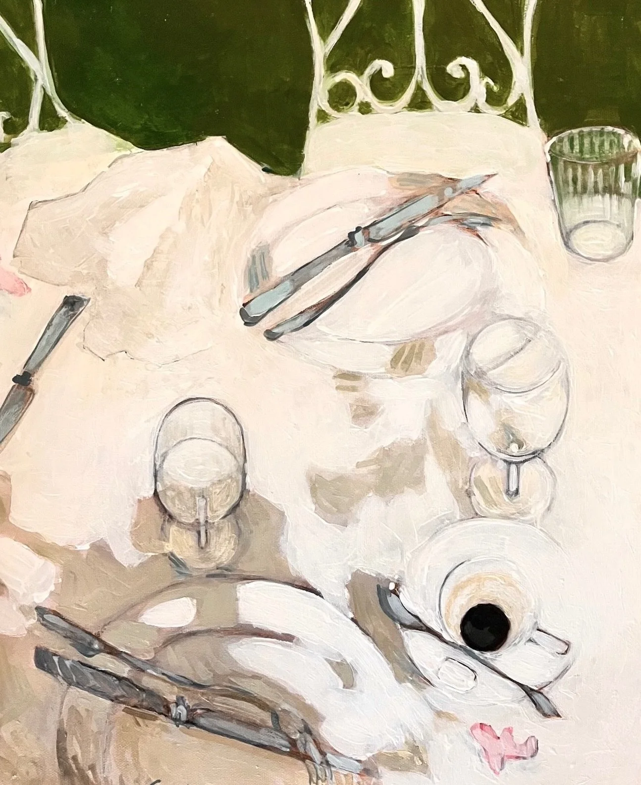 &laquo;&nbsp;Les papiers roses&nbsp;&raquo; de l&rsquo;artiste Laure Gisbert, acrylique sur toile 38x46cm @laure_gisbert expos&eacute; &agrave; Gerberoy &agrave; la Maison Galerie &agrave; partir du 1er mai 🩷 #gerberoy #exposition #femmesartistes #b