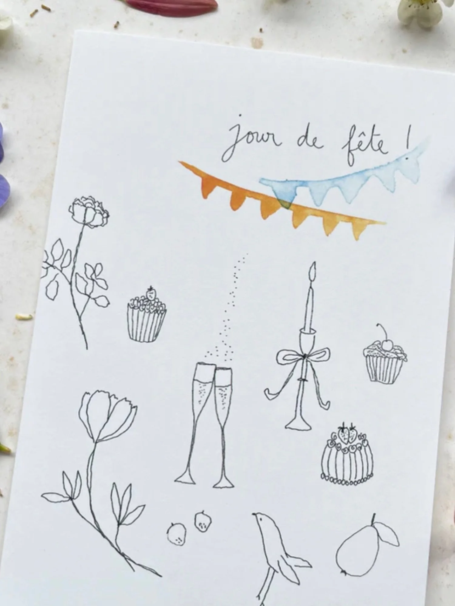 Jour de f&ecirc;te pour l&rsquo;anniversaire de ma s&oelig;ur ❤️ Camille @atelierbaudelaire je je mets dans la bo&icirc;te postale 📮 cette carte d&eacute;licate et joyeuse dessin&eacute;e par @papillonnage 🥰