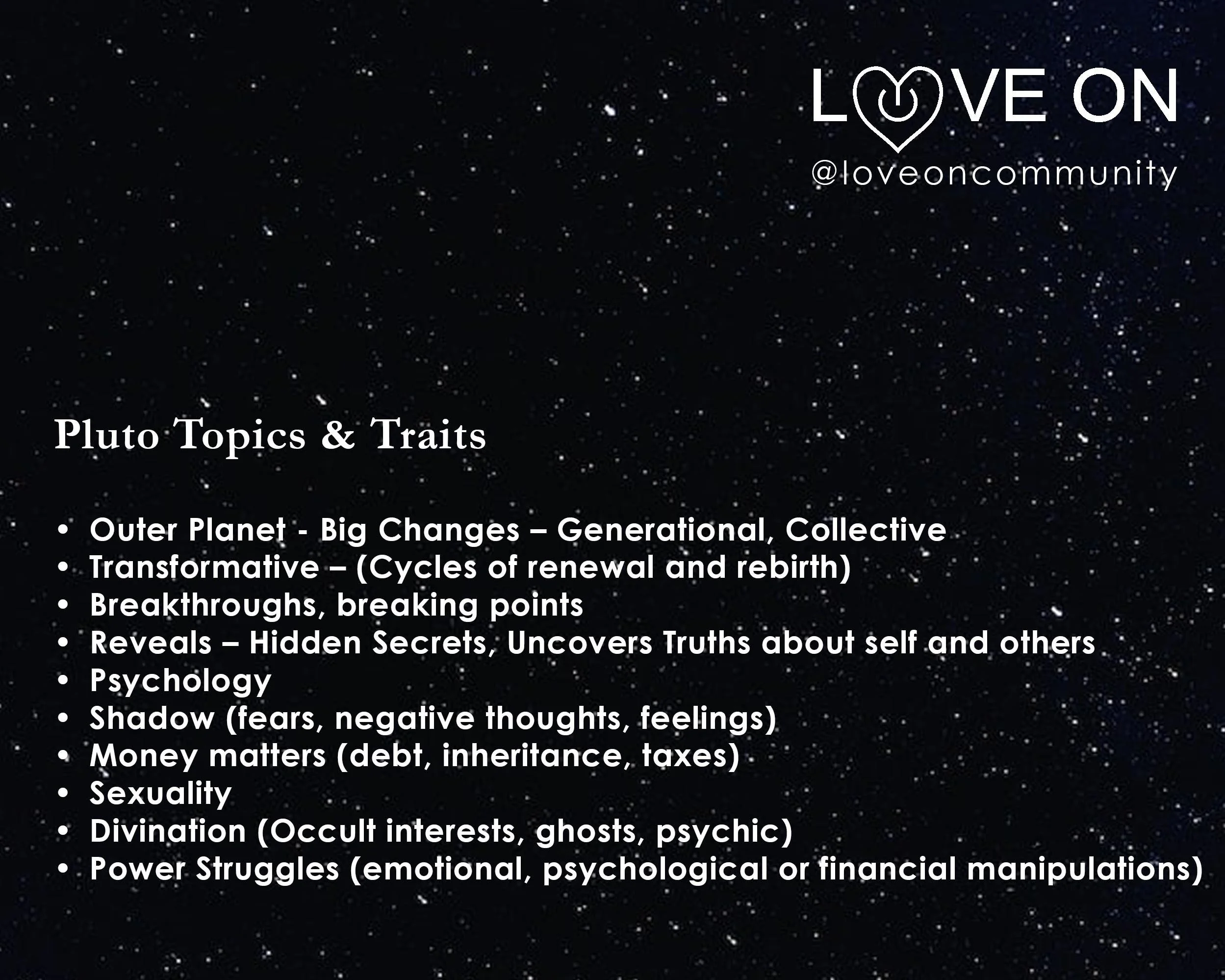 Pluto Traits and Topics