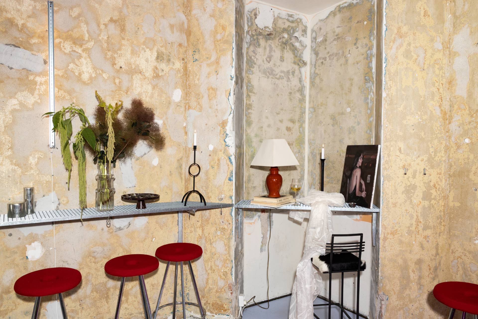 Interior design editorial “Urban Romance” for Bo Living by Helsinki-based art director Peeta Peltola, featuring wine bar interior, still life styling, raw textures and a dark contemporary atmosphere.
