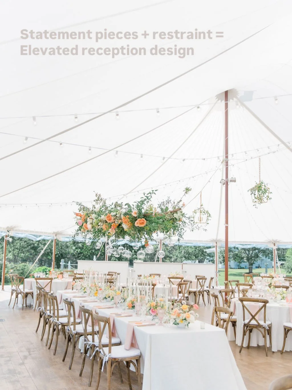 Elevated reception design isn&rsquo;t about filling all the spaces.
It&rsquo;s about knowing where to pause.

One intentional statement piece can anchor a room &mdash; setting the atmosphere and scale of the space. This balance creates receptions tha