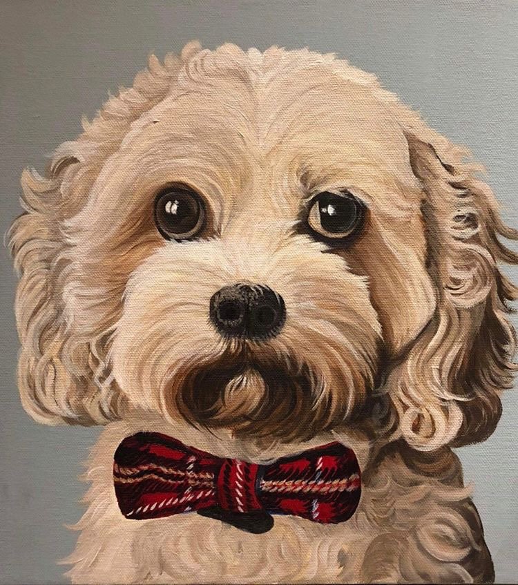 Barney Pet Portrait, Acrylic on Canvas