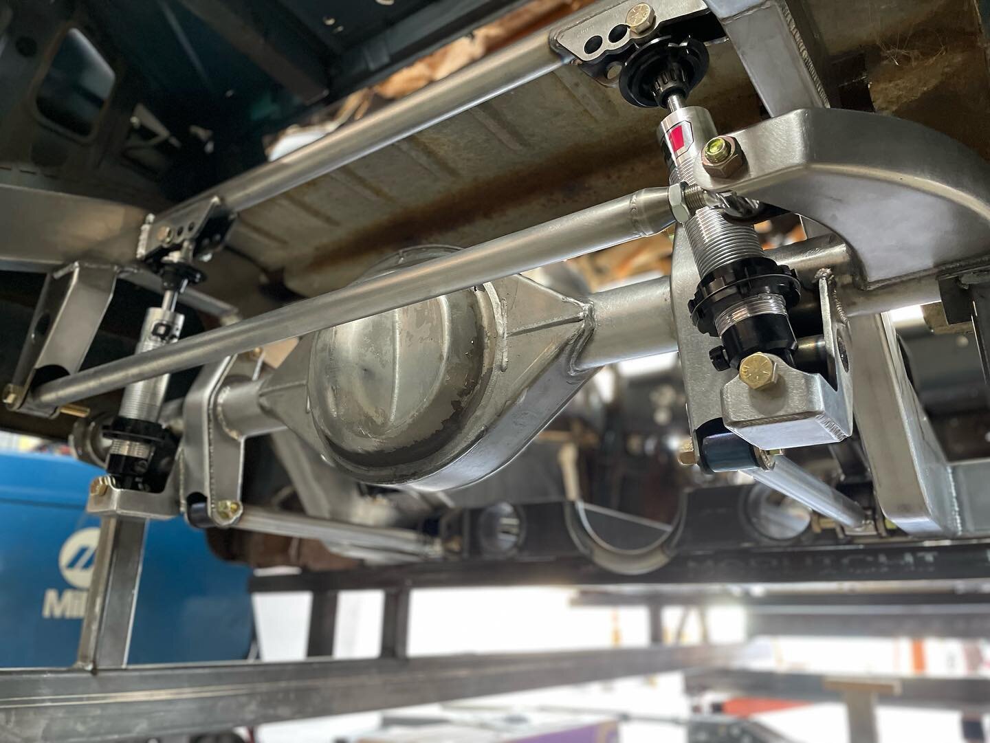 Buick rear suspension all welded out. Now to get the ls3/6l80 all mounted up and I can get to building floors.  #buick #lsswap #chassisfab #4link #hotrod #ford9inch