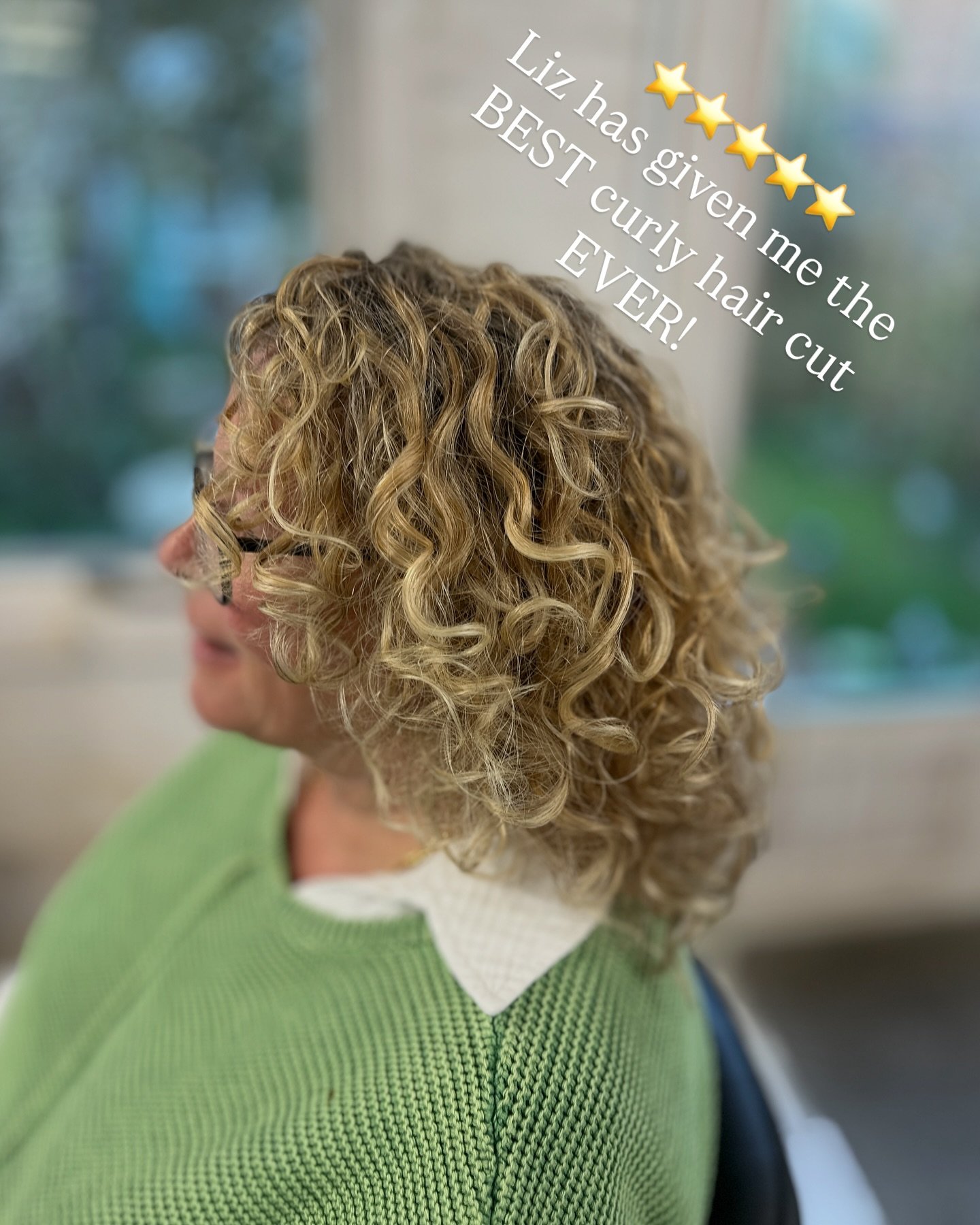 FIVE STAR REVIEW!
 🌟🌟🌟🌟🌟

&ldquo;Liz has given me the BEST curly haircut EVER!
It&rsquo;s stayed in shape, the colour is very natural and the curly hair styling products are fantastic.
I will continue to use liz .
I&rsquo;m SO HAPPY that I have 