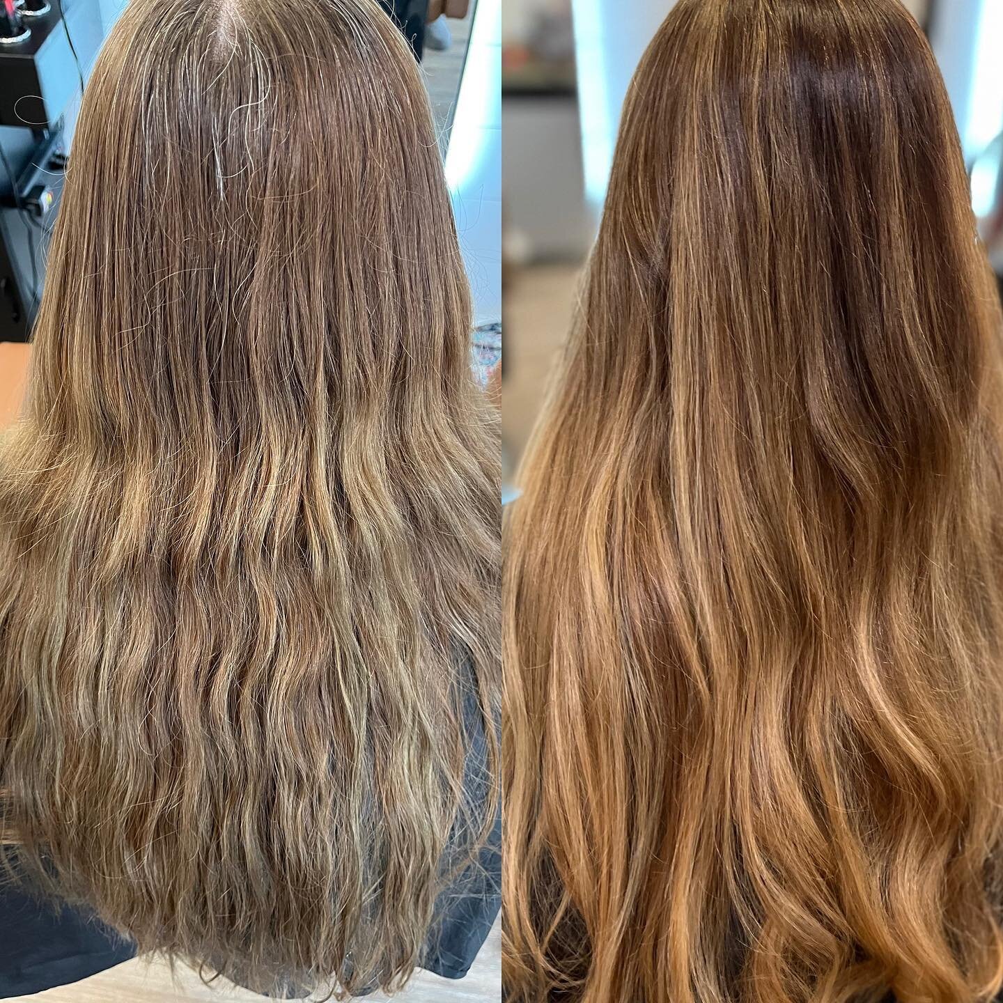 Ever felt bored as a brunette? 
Like you are stuck staying one color?? Well I have some tricks up my sleeve that can spice up your brown locks without all the maintenance of a full head of highlights! 
For Michelle we opted for gray coverage/blending