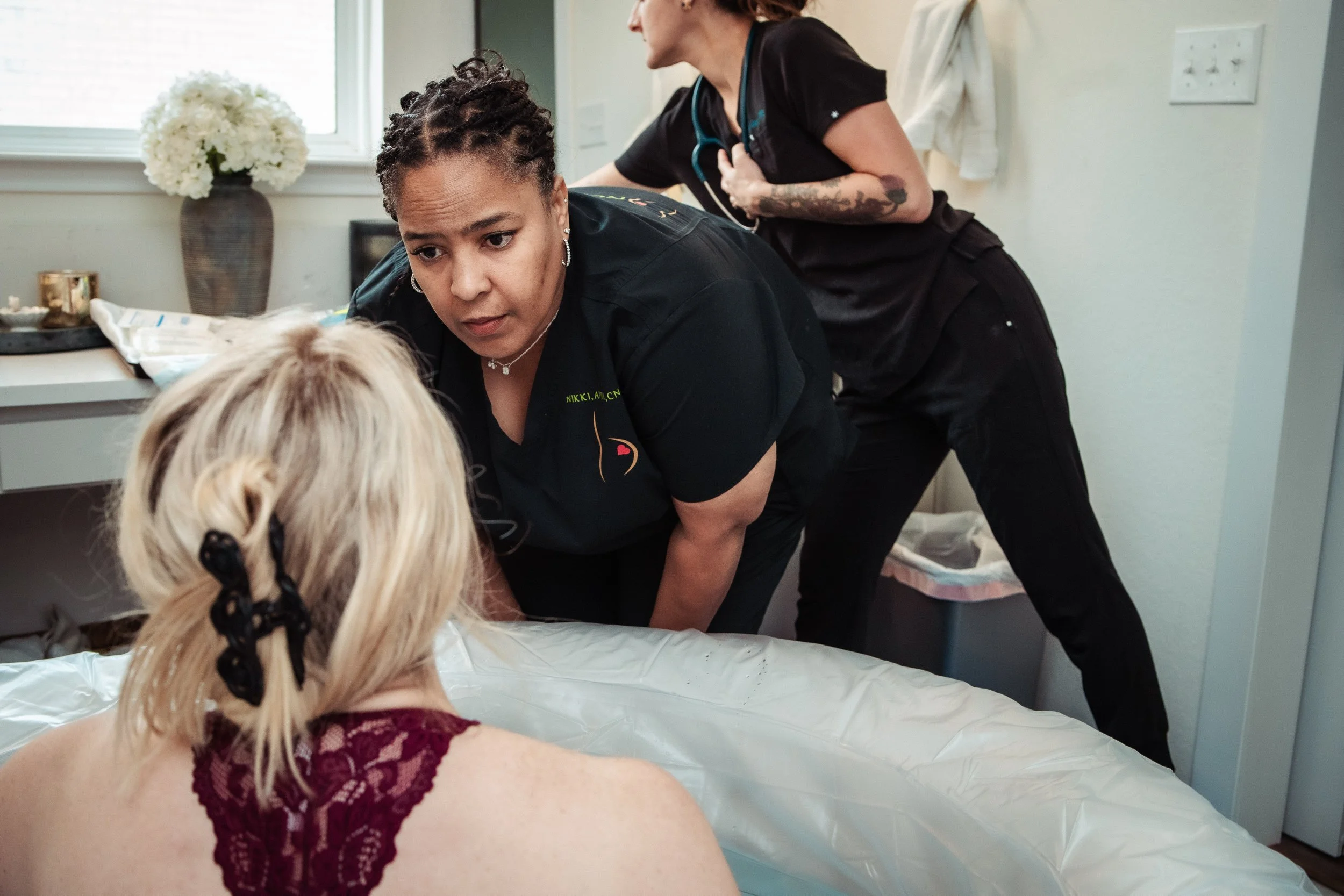 Nikki Brown, CNM, at a Home Birth