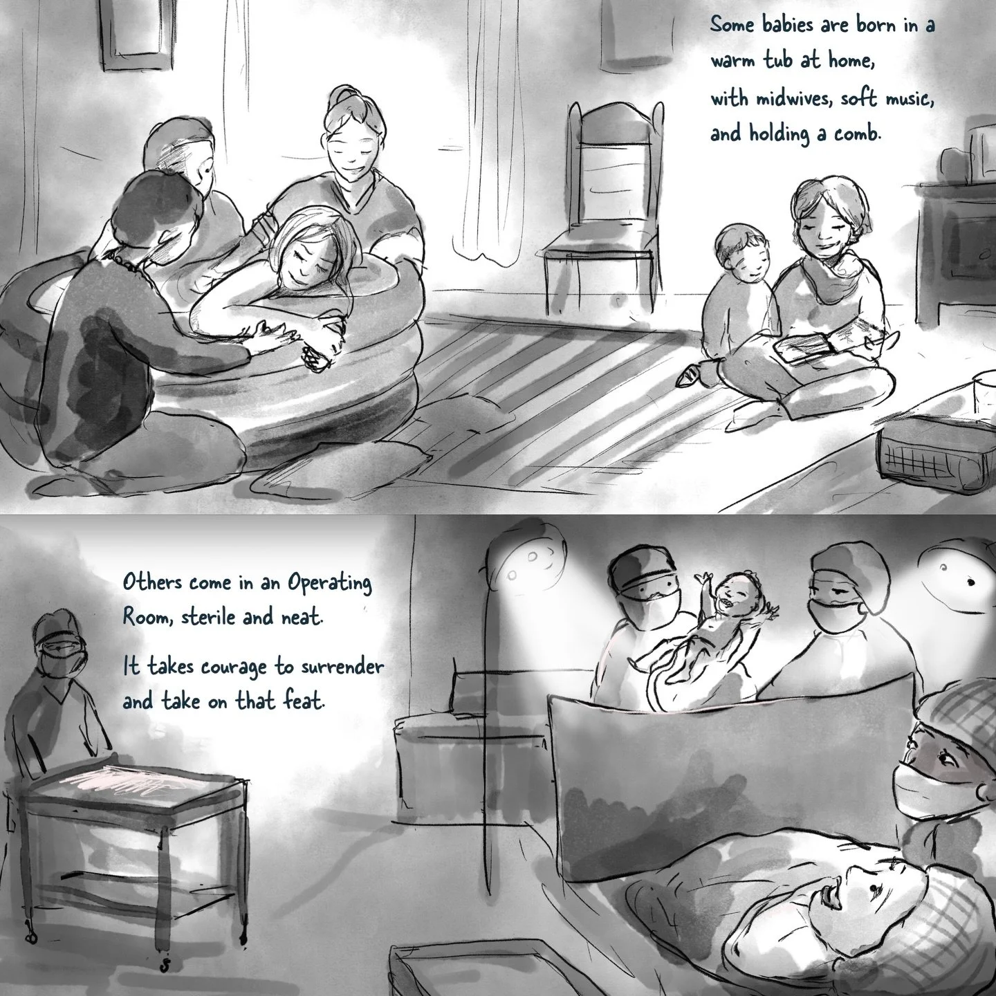 ⁣
✨Every birth has a story.⁣✨
⁣
Surprise! I wrote a children&rsquo;s book about&hellip;BIRTH. Here is a sneak peak of my amazing illustrator&rsquo;s rough illustrations. ⁣
⁣
This children&rsquo;s book explores the many ways and places a baby can be b