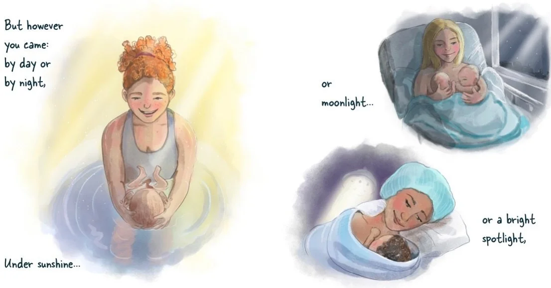 Another sneak peak at my children&rsquo;s book about birth👀 Stay tuned for a giveaway in the coming months! Would you or a family you know (or a perinatal professional) love to have this book??