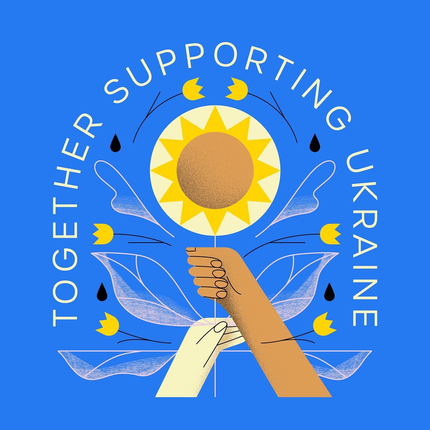 My friends @bridgecitycoffee are banding together with local businesses in upstate South Carolina to raise support for Ukraine, and I made a visual to go with their efforts 💙💛 I was inspired by the work of treasured Ukrainian artist Maria Prymachen
