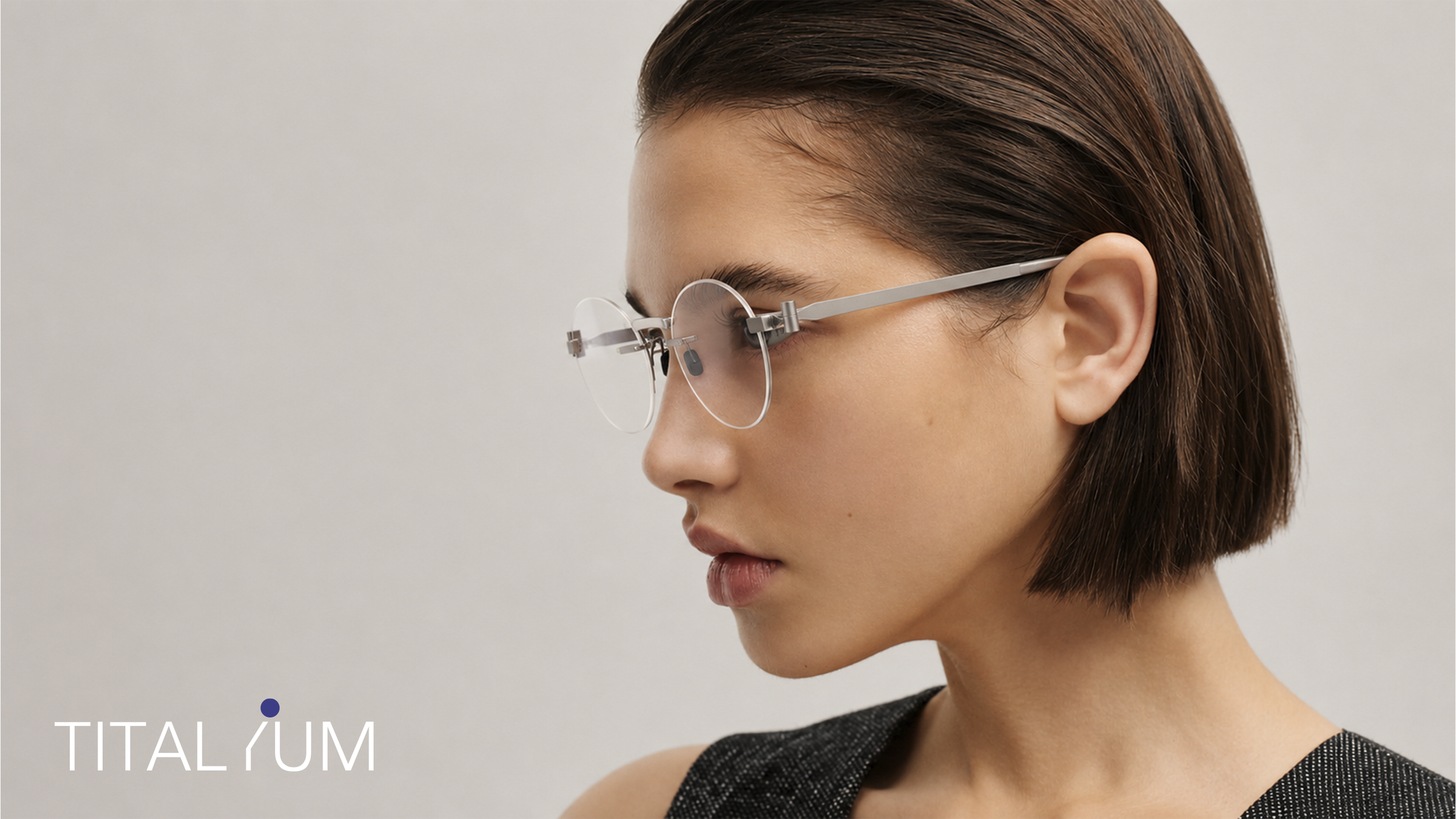 Titanium eyewear by Kingsight, silver-rim eyewear design shown in side profile, highlighting facial fit, frame proportion, and lightweight construction.