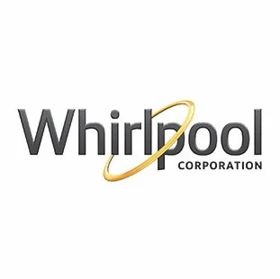 Whirlpool Corporation logo with black and gray text and a gold ring.