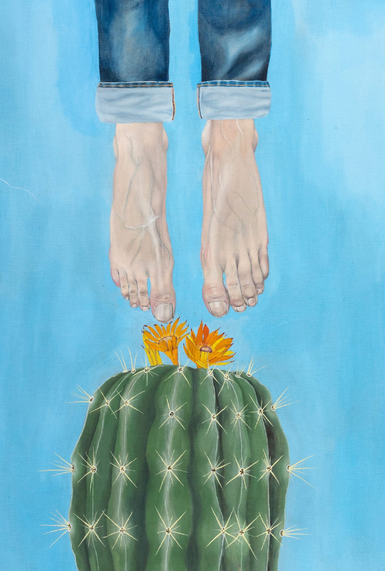 WEB_detail01_Cactus-And-Flowers-On-Fire,-Michael-Hilsman,-2021.-Oil-on-linen,-35,5-x-28-cm-(14-x-11-in).jpg