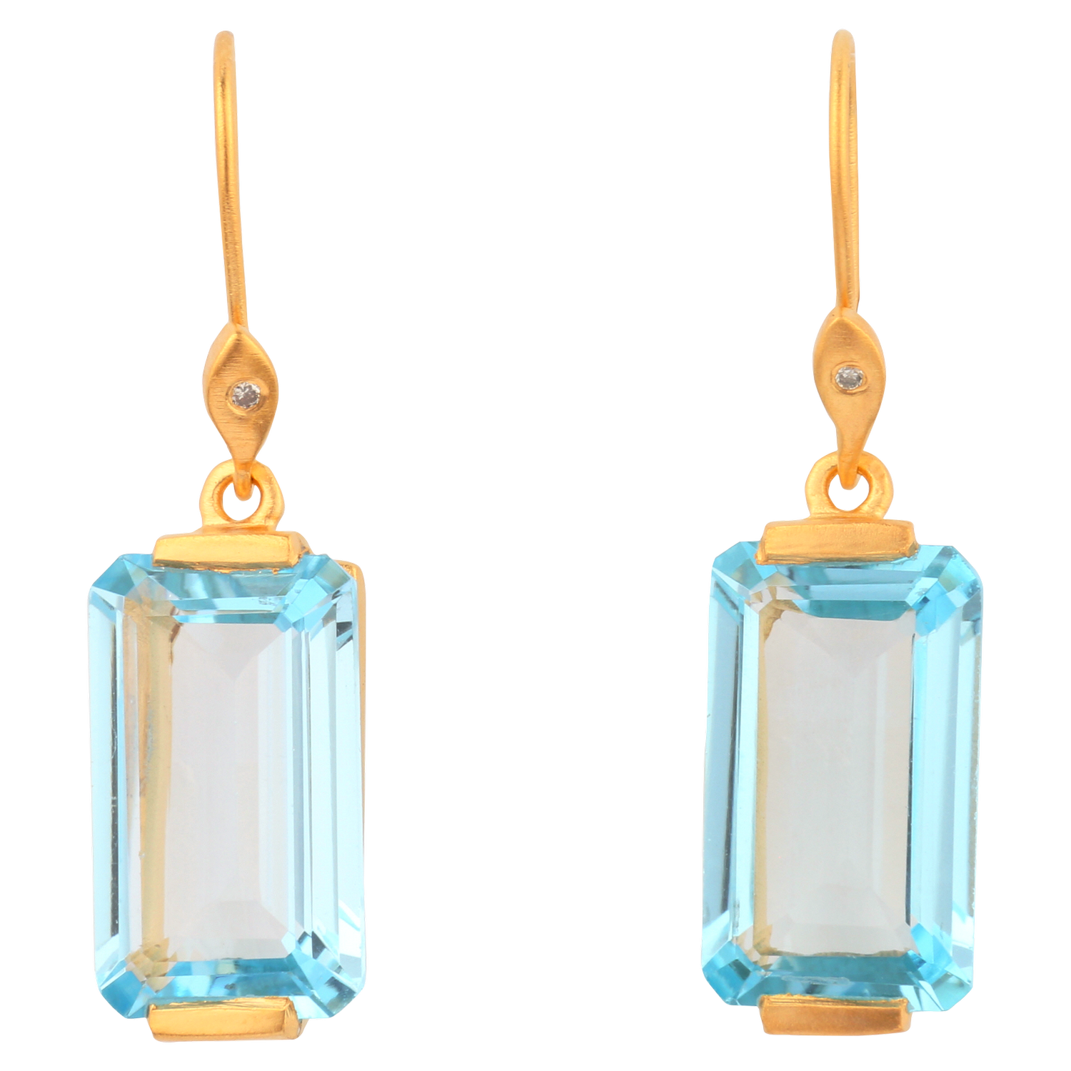 Large Gold Sky Blue Topaz Earrings — Via Vandi