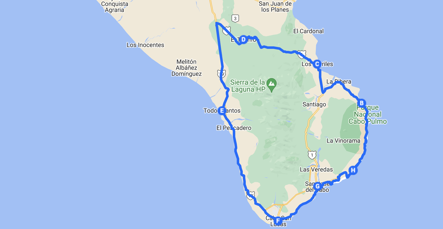 Todos Santos Driving Map