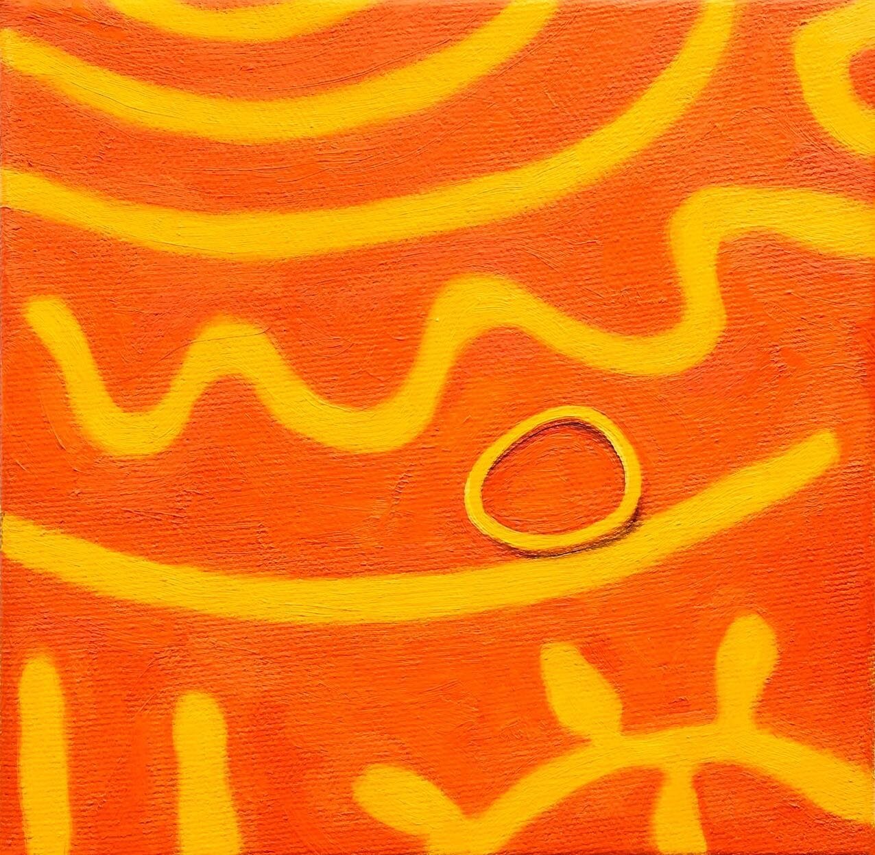 Catching those rays - soaking up the heat until you&rsquo;re glowing with warmth 💛
🧡
&lsquo;Sunbathing&rsquo; is one of a small painting series &lsquo;Camouflage&rsquo; - about being absorbed into an environment. Rubber bands are portrayed on diffe