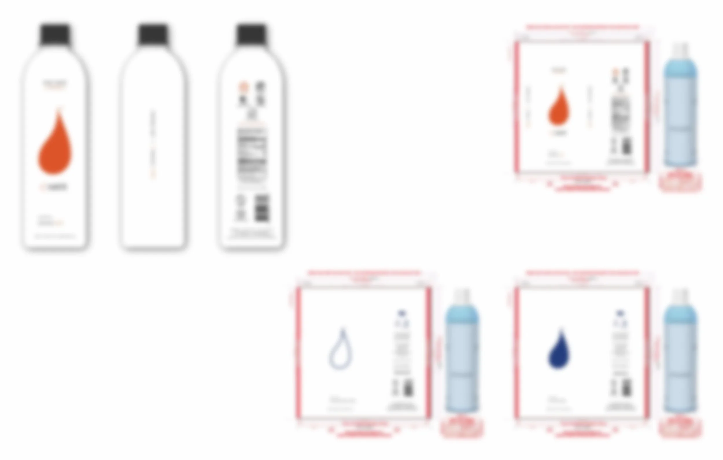 [BLURRED DUE TO NDA] 
Various health beverage bottles.