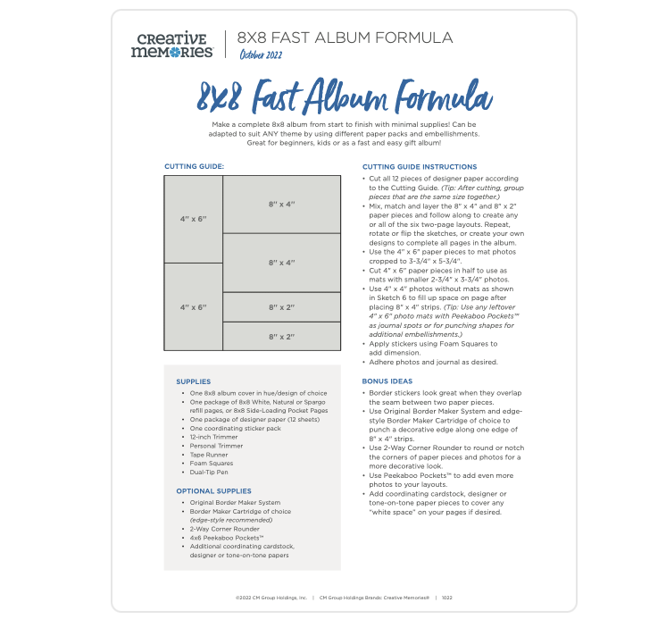 8x8 Fast Album Formula Download
