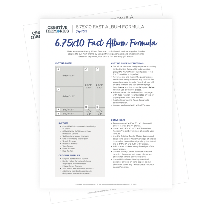 6.75" x 10" Fast Album Formula