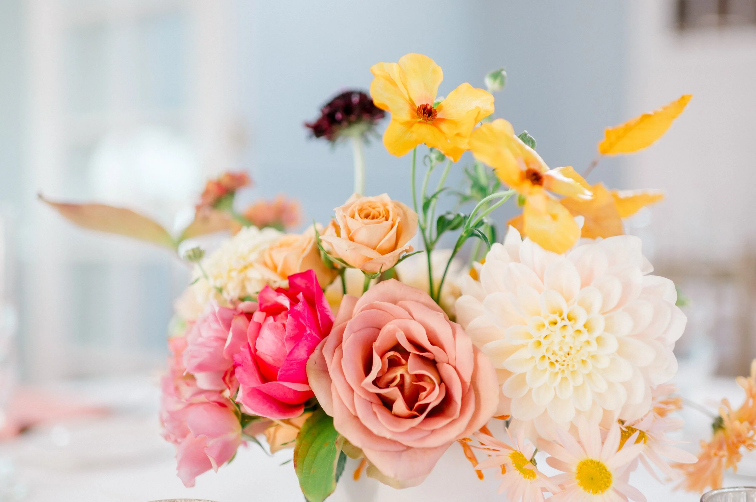 Sustainable centerpieces featuring local Connecticut blooms.