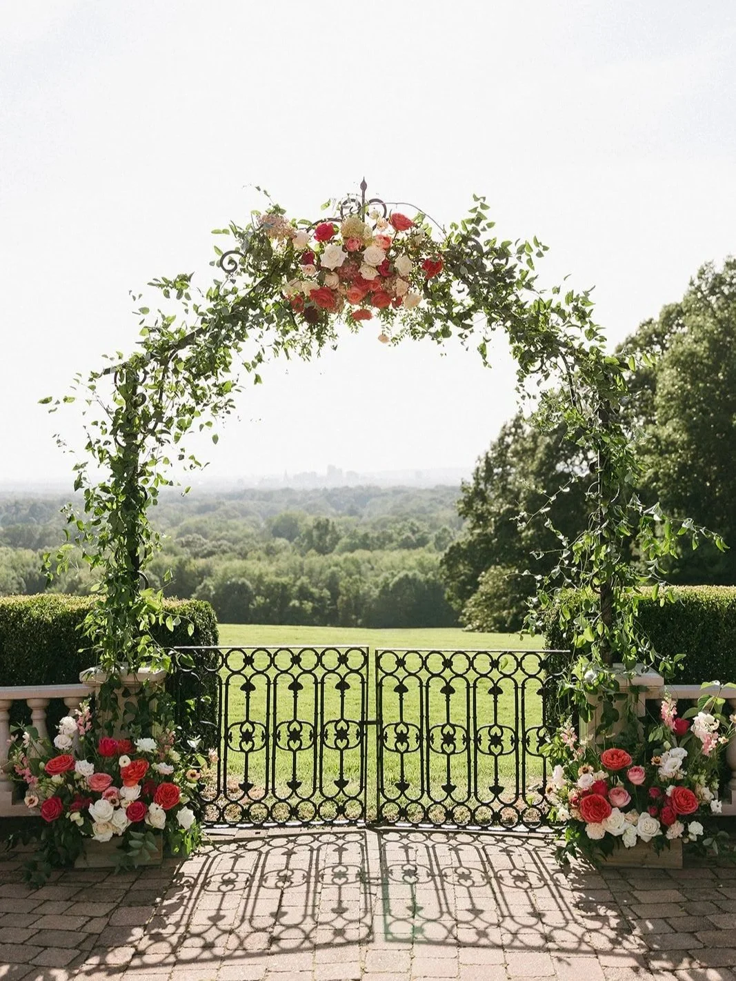 A Cherry Red and Blush Hilltop Garden Wedding at Wickham Park in Manchester, Connecticut