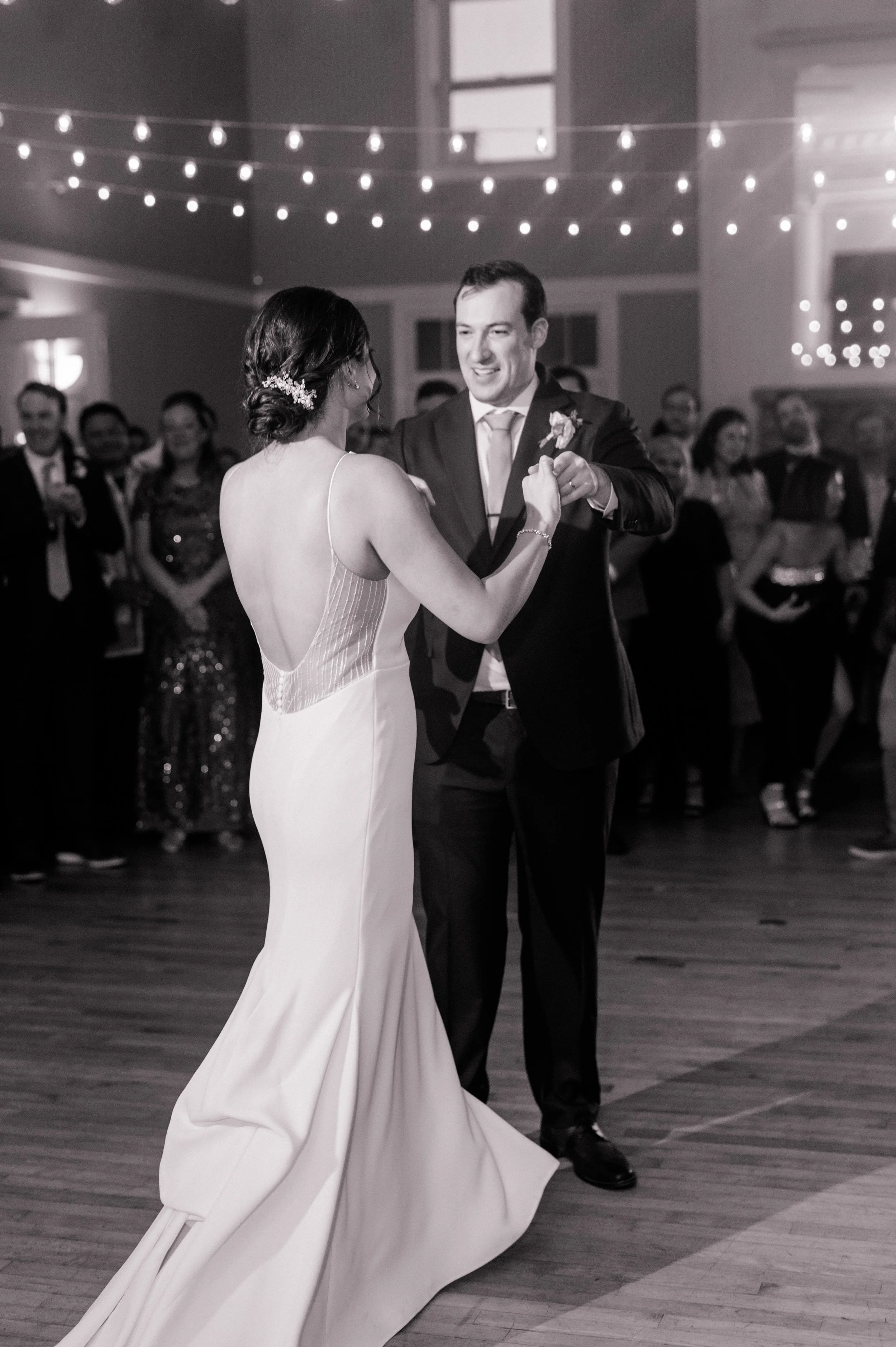 Elegant fall reception setup in Pine Orchard ballroom with coastal details