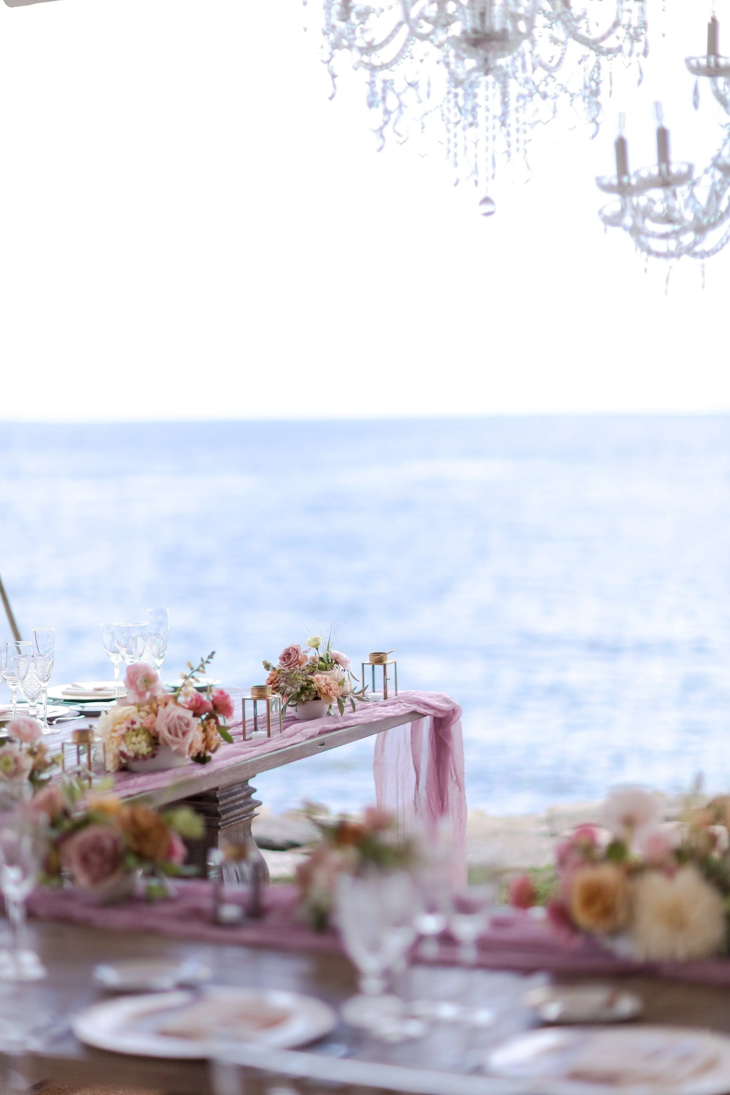 Table lantern lighting at a baby shower reception