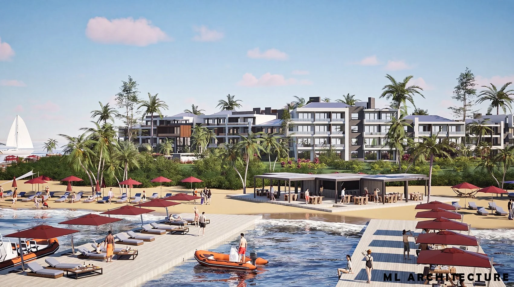 Beachside with Floating Docks
