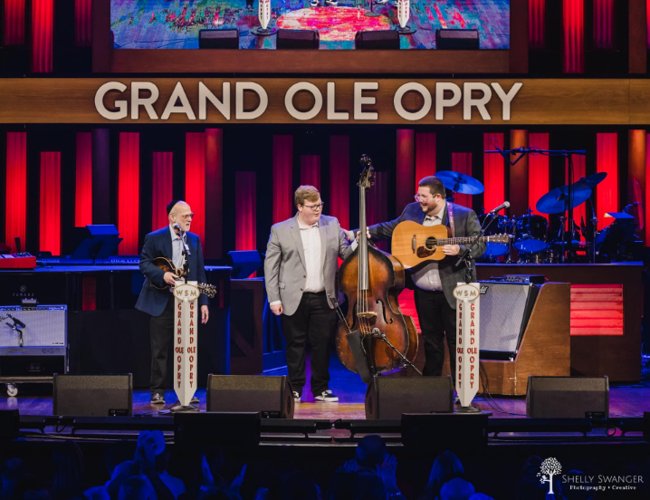 Bluegrass trio performing live music, Jake Eddy, Grand Ole Opry