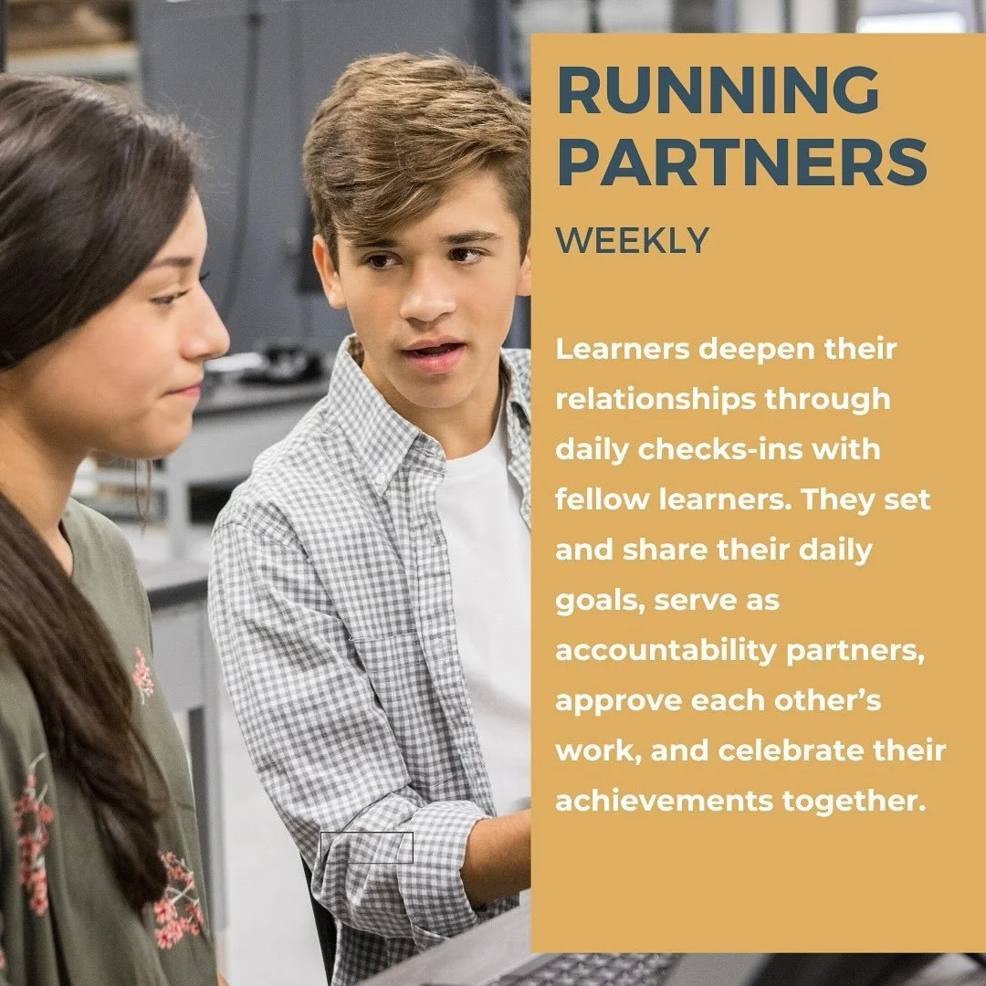 Our learners don&rsquo;t go it alone. Each week, Running Partners check in, share goals, hold each other accountable, and celebrate wins&mdash;together. Because growth is better with a partner by your side.