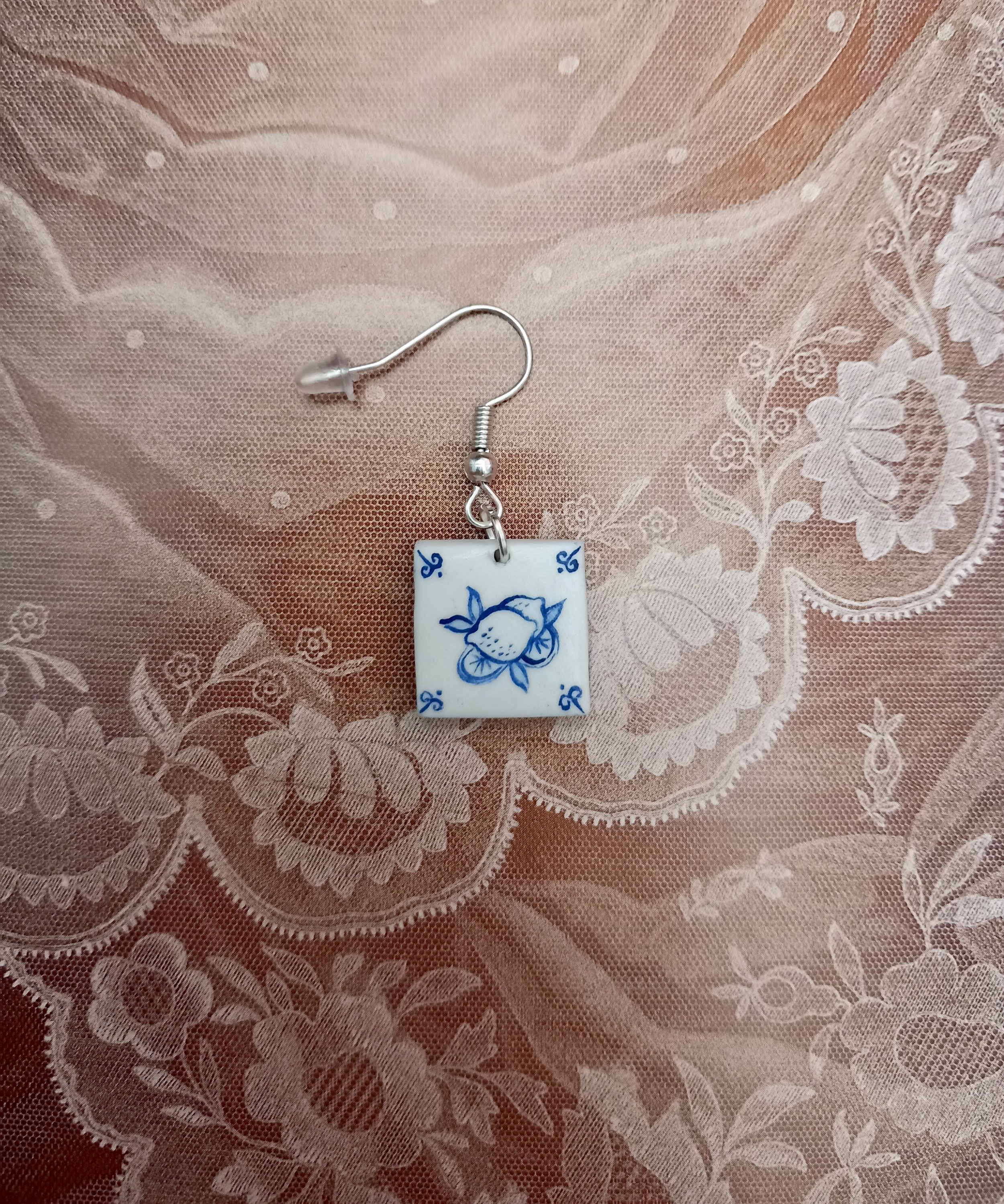 Delft Tile earrings (straight)