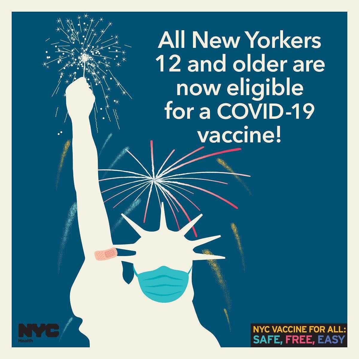 New Yorkers 12-15: it&rsquo;s your turn to get vaccinated! The Pfizer vaccine is now available to you. Find a location at nyc.gov/vaccinefinder 
#nycvaccineforall #covidvacccine #covid_19 #teens