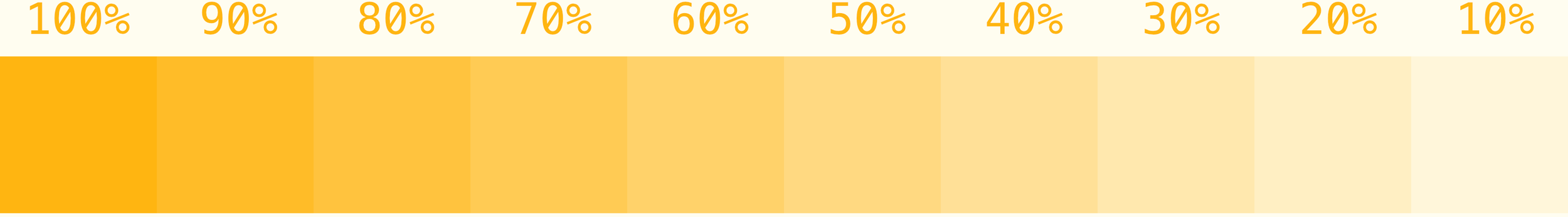 Color chart of sunflower risograph ink displaying opacities from 100-0%