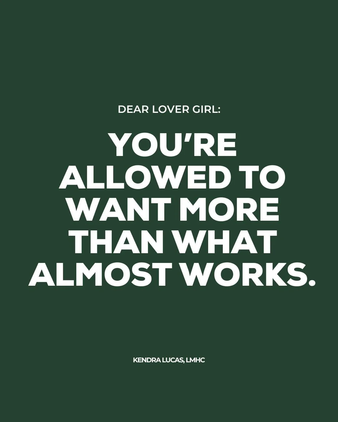 We're not settling for the bare minimum. Wanting emotional safety, effort, and consistency isn&rsquo;t asking for too much and your standards don&rsquo;t need defending. Read that again.

Follow @kendralucaslmhc for healing that feels safe, honest, a